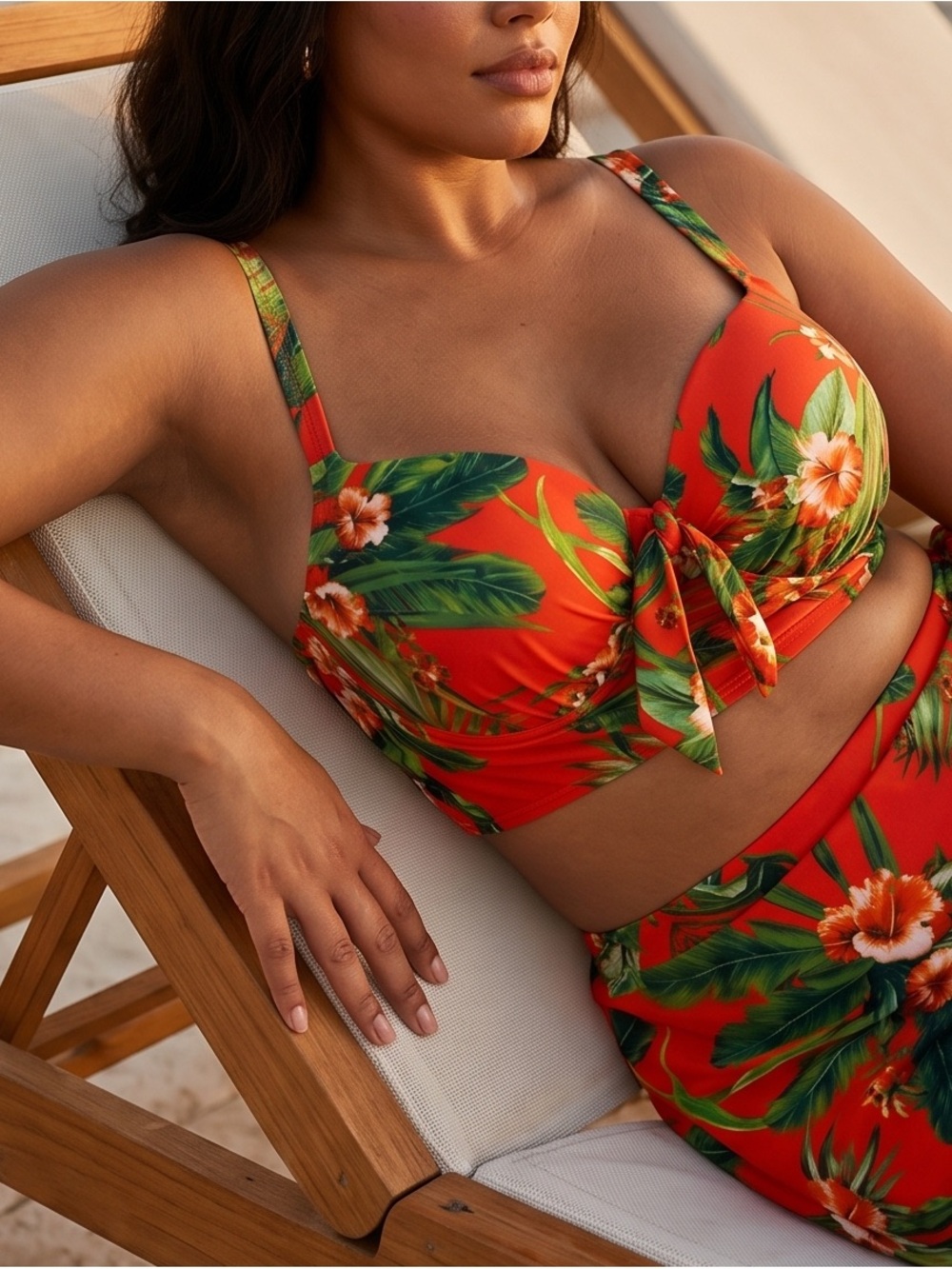 Torrid Orange Tropical Floral Bikini Skirt Set - Picture 10 of 15